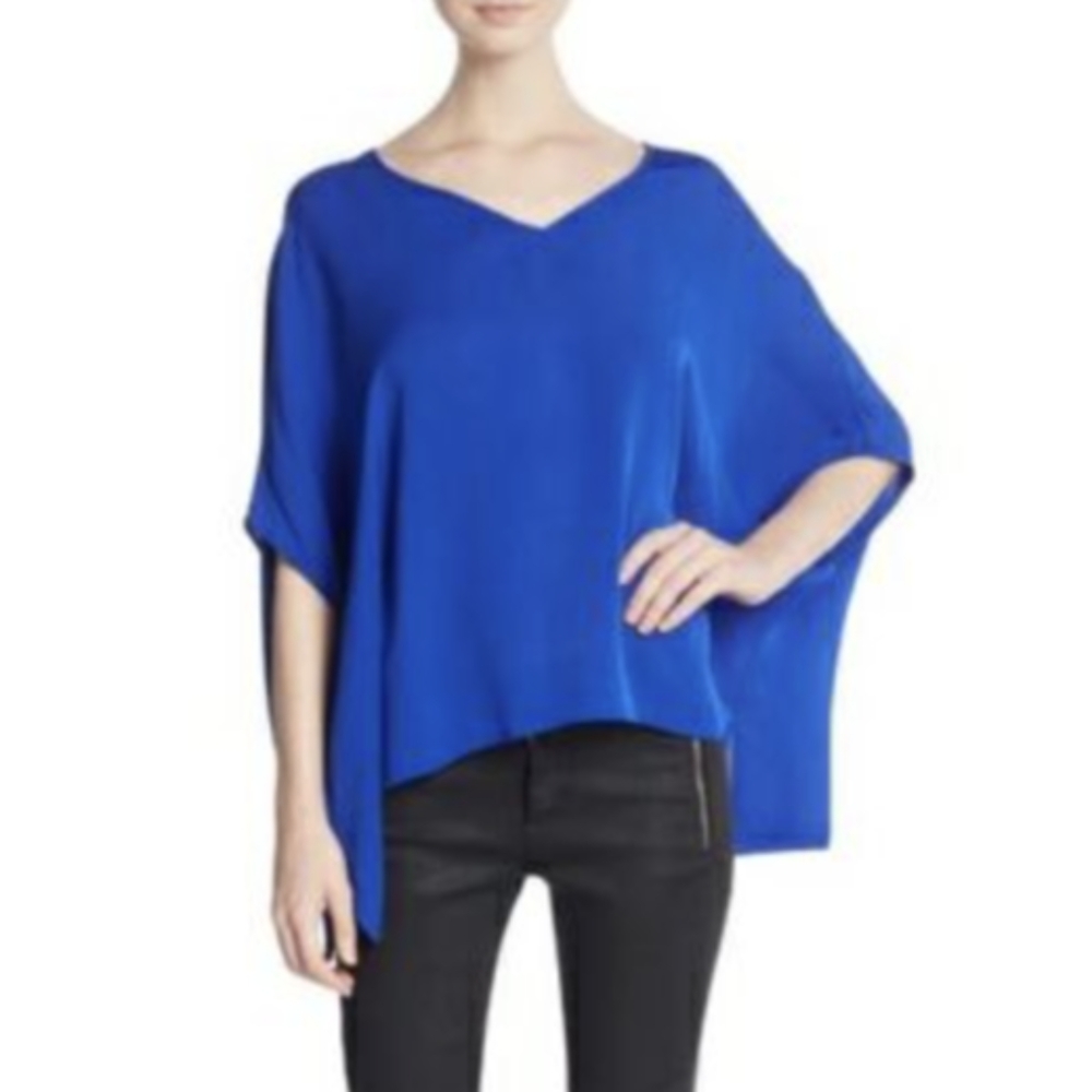 Diane von Furstenberg Hanky Oversized Box Blue Blouse Size Small